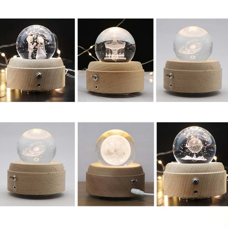 Girl Bedside Lamp Crystal Ball Wooden Base Music Box Charging Glow Rotating Night Light, Random Music(Eternal Flower) - Novelty Lighting by PMC Jewellery | Online Shopping South Africa | PMC Jewellery | Buy Now Pay Later Mobicred