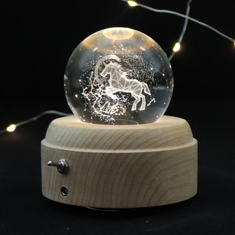 Girl Bedside Lamp Crystal Ball Wooden Base Music Box Charging Glow Rotating Night Light, Random Music(Unicorn) - Novelty Lighting by PMC Jewellery | Online Shopping South Africa | PMC Jewellery | Buy Now Pay Later Mobicred