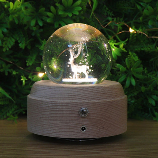 Girl Bedside Lamp Crystal Ball Wooden Base Music Box Charging Glow Rotating Night Light, Random Music(Deer) - Novelty Lighting by PMC Jewellery | Online Shopping South Africa | PMC Jewellery | Buy Now Pay Later Mobicred