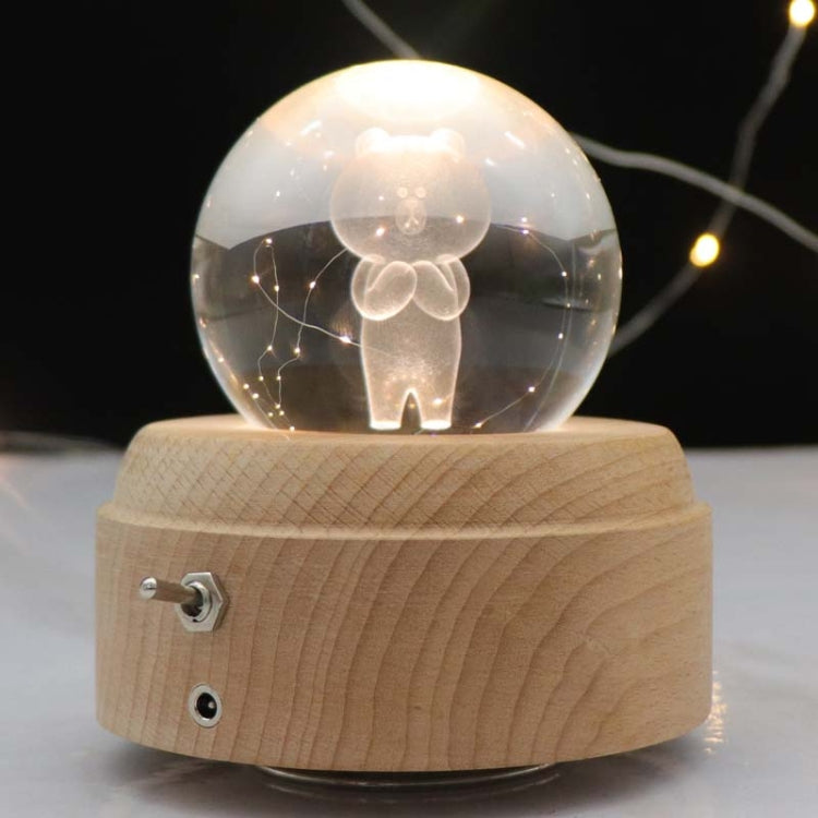 Girl Bedside Lamp Crystal Ball Wooden Base Music Box Charging Glow Rotating Night Light, Random Music(Bear) - Novelty Lighting by PMC Jewellery | Online Shopping South Africa | PMC Jewellery | Buy Now Pay Later Mobicred