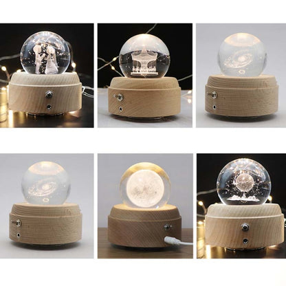 Girl Bedside Lamp Crystal Ball Wooden Base Music Box Charging Glow Rotating Night Light, Random Music(Carousel) - Novelty Lighting by PMC Jewellery | Online Shopping South Africa | PMC Jewellery | Buy Now Pay Later Mobicred