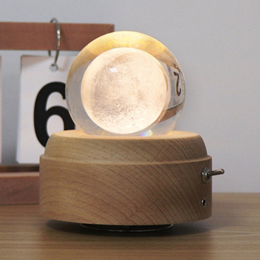 Girl Bedside Lamp Crystal Ball Wooden Base Music Box Charging Glow Rotating Night Light, Random Music(Moon) - Novelty Lighting by PMC Jewellery | Online Shopping South Africa | PMC Jewellery | Buy Now Pay Later Mobicred