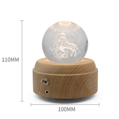 Girl Bedside Lamp Crystal Ball Wooden Base Music Box Charging Glow Rotating Night Light, Random Music(Eternal Flower) - Novelty Lighting by PMC Jewellery | Online Shopping South Africa | PMC Jewellery | Buy Now Pay Later Mobicred