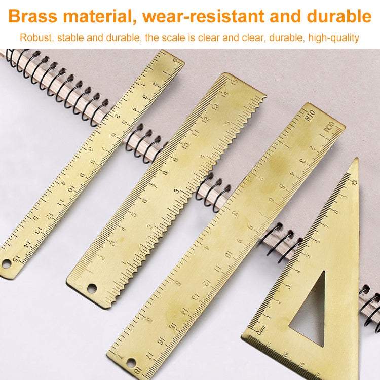 Brass Retro Drawing Ruler Measuring Tools, Model: 0-10cm Right Angle Triangle Ruler - Rulers by PMC Jewellery | Online Shopping South Africa | PMC Jewellery