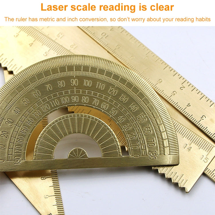 Brass Retro Drawing Ruler Measuring Tools, Model: 0-180 Degree Protractor - Rulers by PMC Jewellery | Online Shopping South Africa | PMC Jewellery