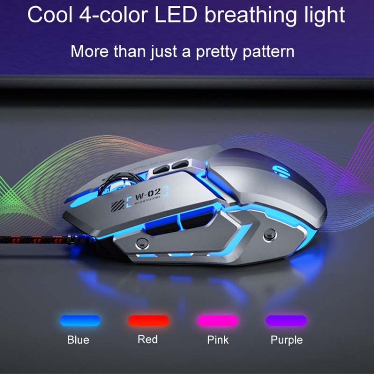 Inphic W-02 6 Keys Home Office Luminous Macro Programming USB Computer Mechanical Game Wired Mouse(Metallic Gray) - Wired Mice by Inphic | Online Shopping South Africa | PMC TechLife | Buy Now Pay Later Mobicred