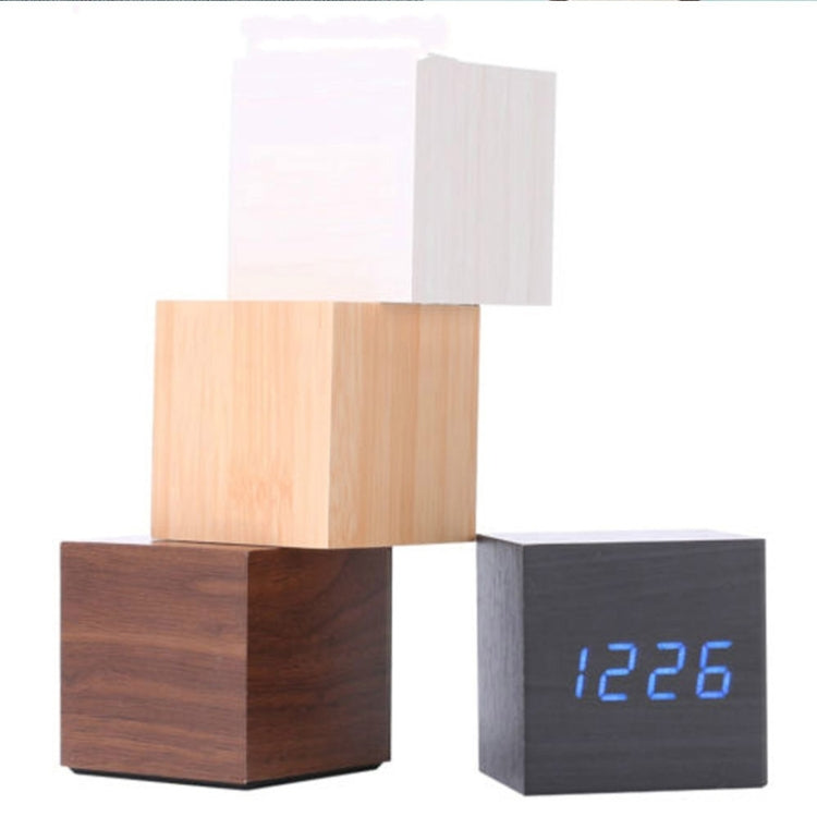 Multicolor Sounds Control Wooden Clock Modern Digital LED Desk Alarm Clock Thermometer Timer Black Blue - Alarm Clocks by PMc TechLife | Online Shopping South Africa | PMc TechLife | Buy Now Pay Later Mobicred