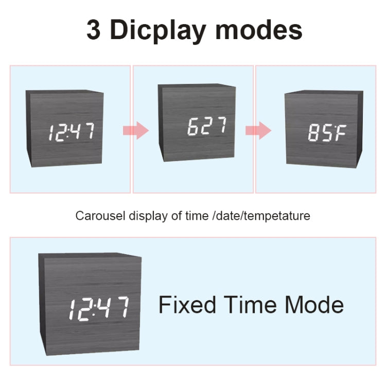 Multicolor Sounds Control Wooden Clock Modern Digital LED Desk Alarm Clock Thermometer Timer White Green - Alarm Clocks by PMc TechLife | Online Shopping South Africa | PMc TechLife | Buy Now Pay Later Mobicred
