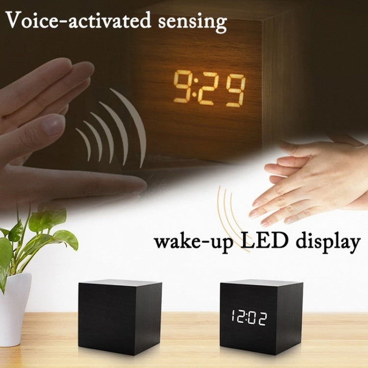 Multicolor Sounds Control Wooden Clock Modern Digital LED Desk Alarm Clock Thermometer Timer White Green - Alarm Clocks by PMc TechLife | Online Shopping South Africa | PMc TechLife | Buy Now Pay Later Mobicred