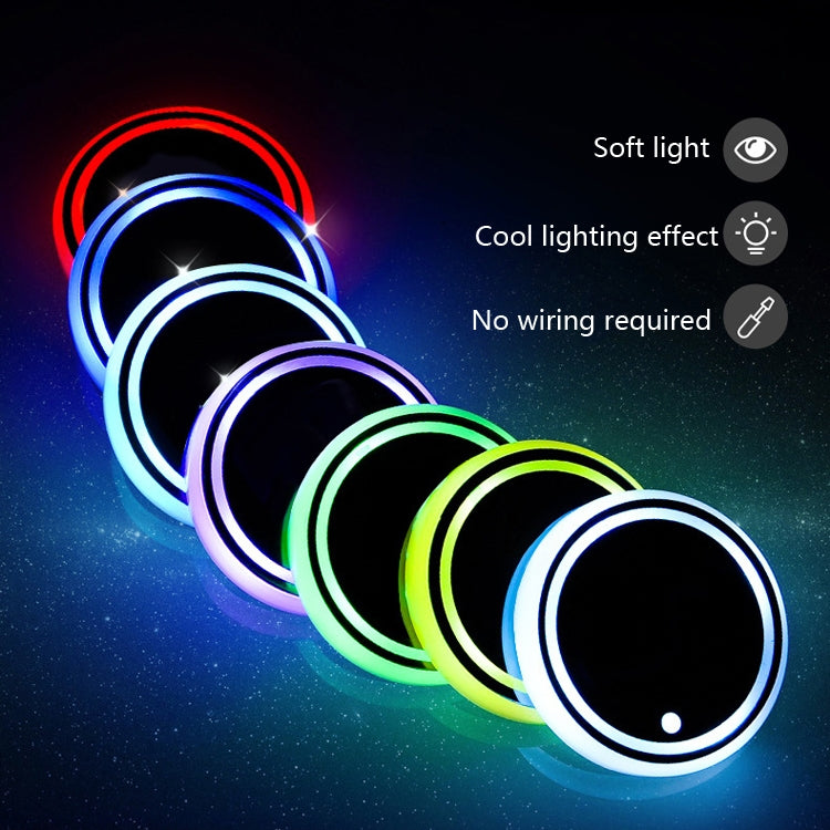 2 PCS Car LED Luminous Water Coaster Car Atmosphere Light USB Charging Non-Slip Coaster - Car Drink Holders by PMC TechLife | Online Shopping South Africa | PMC TechLife | Buy Now Pay Later Mobicred