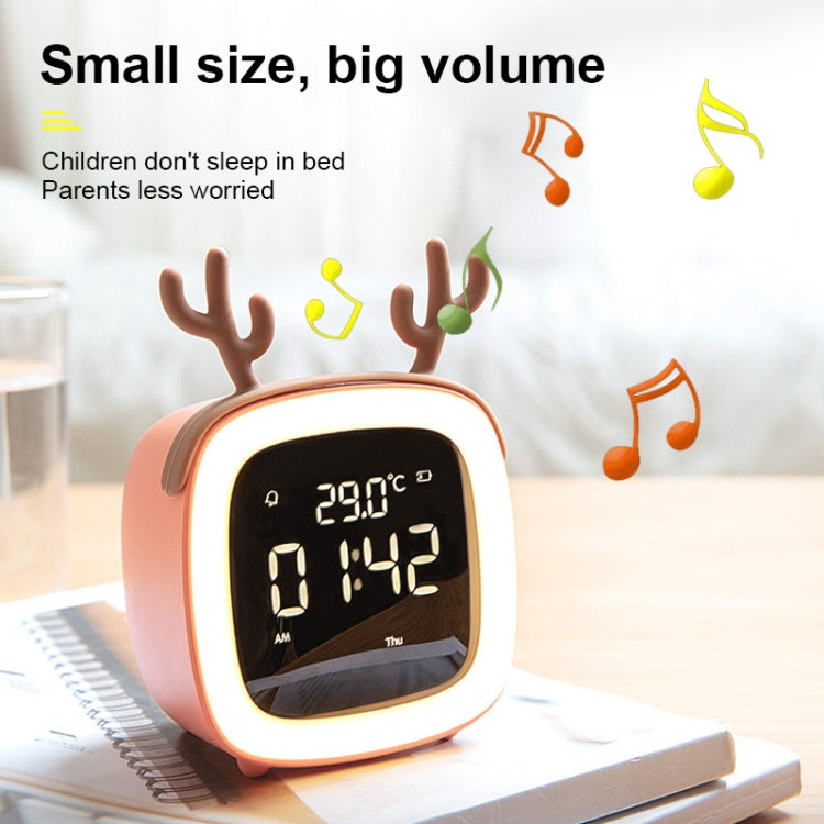 Cartoon Deer Shape Children Snooze Multifunctional USB Rechargeable Student LED Alarm Clock(Gray) - Novelty Clock by PMc TechLife | Online Shopping South Africa | PMc TechLife | Buy Now Pay Later Mobicred
