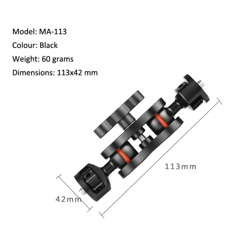 MA-113 Black YJ Magic Arm Bracket Mount 1/4 inch Ball Head Magic Arm - Camera Gimbal by PMC Jewellery | Online Shopping South Africa | PMC Jewellery