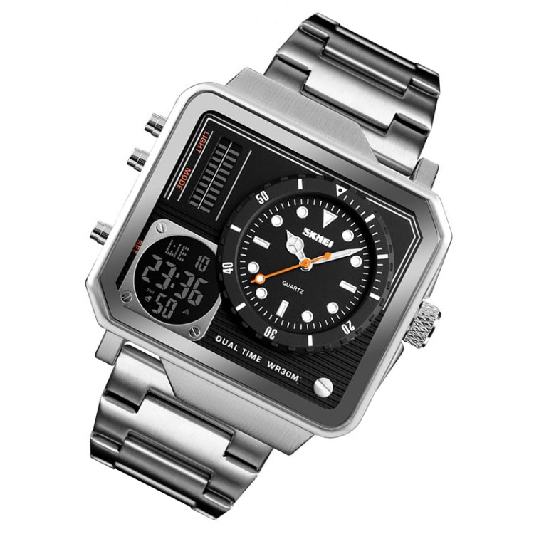 SKMEI 1392 Multi-Function Outdoor Sports Watch Business Double Display Waterproof Electronic Watch(Silver) - free shipping - PMC TechLife - Order now!