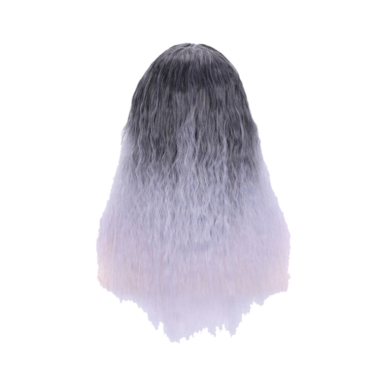 Matte Realistic Corn Perm Long Curly Hair Woolen Volume Wig Headgear(Black Gradient Light Milky Gray) - free shipping - PMC TechLife - Order now!
