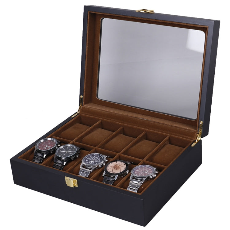 Wooden Baking Paint Watch Box Jewelry Storage Display Box(10-bit Black + Brown Matte) - free shipping - PMc TechLife - Order now!