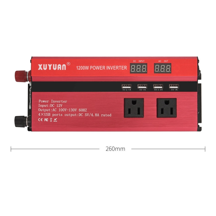 XUYUAN 1200W Car Inverter with Display Converter, US Plug, Specification: 24V to 110V -  by XUYUAN | Online Shopping South Africa | PMC Jewellery | Buy Now Pay Later Mobicred