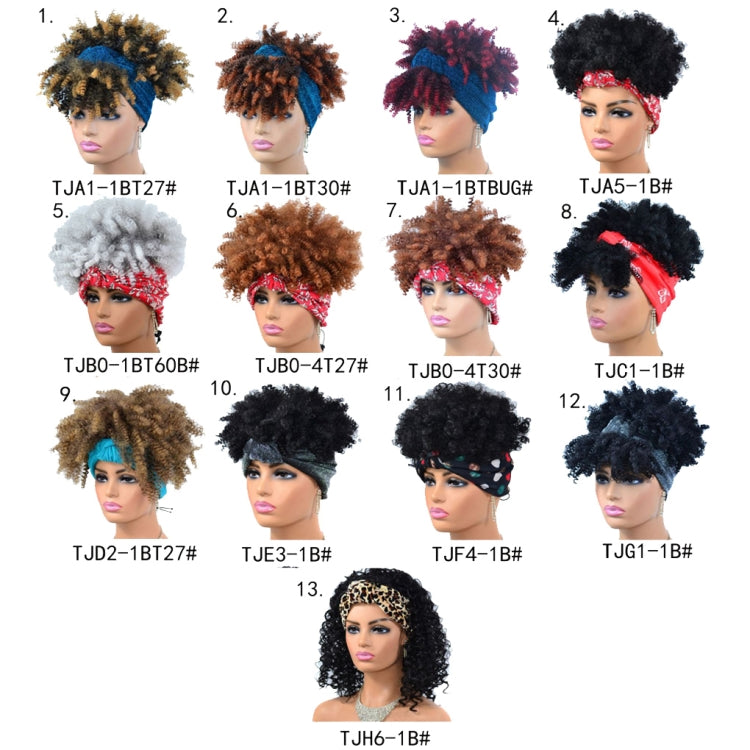 Headscarf Wig Black Gradient Small Curly Wig Explosive Headgear, Colour: 2.TJA1-1BT30# - free shipping - PMC TechLife - Order now!