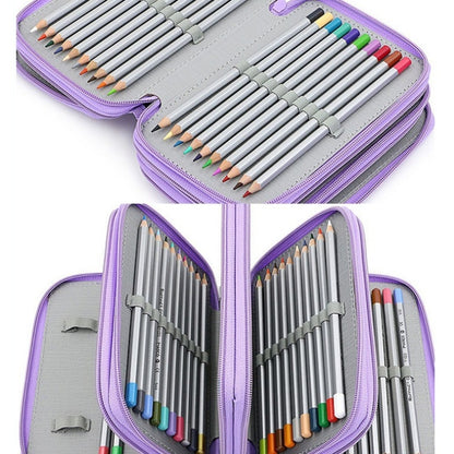 Solid Color Square Four-Layer Pencil Case Sketch Colorful Pencil Case With 72 Holes(Purple) - File Folder by PMC Jewellery | Online Shopping South Africa | PMC Jewellery | Buy Now Pay Later Mobicred