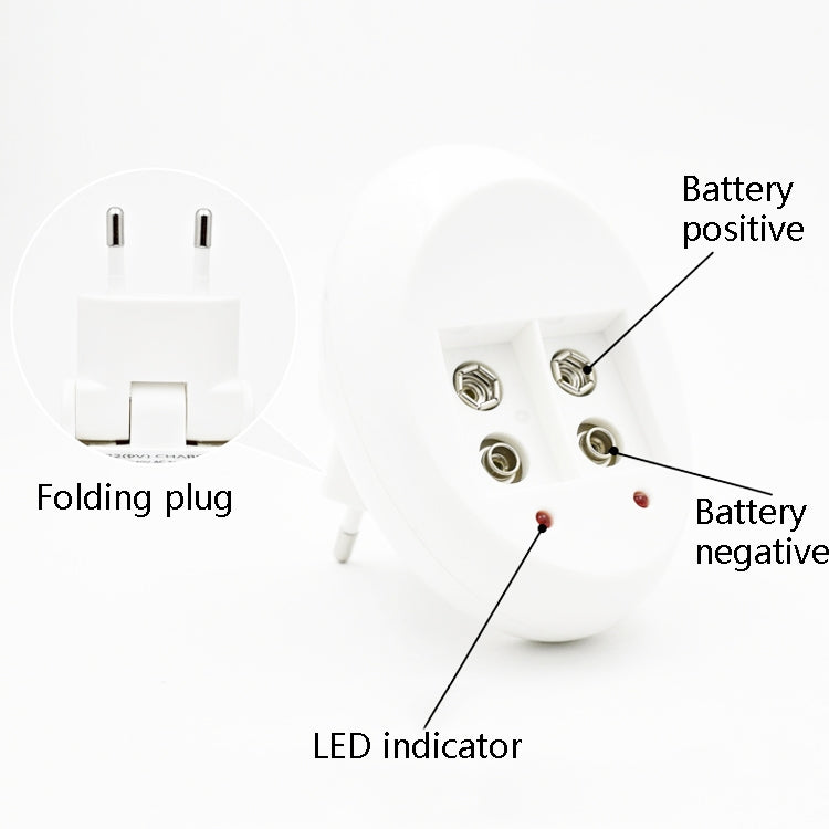 9V L-ion Rechargeable Battery 6F22 9V Lithium Batteries Charger(EU Plug) - Charger & Converter by PMC TechLife | Online Shopping South Africa | PMC TechLife