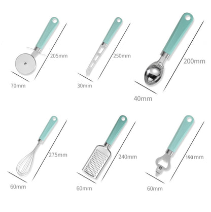 9 in 1 Plastic Handle Stainless Steel Kitchen Utensils Household Gadget Set(Cyan) - Gadgets by PMC Jewellery | Online Shopping South Africa | PMC Jewellery | Buy Now Pay Later Mobicred