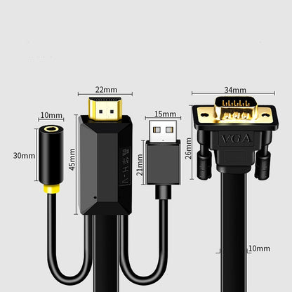 3m JH HV10 1080P HDMI to VGA Cable Projector TV Box Computer Notebook Industrial Display Adapter Cable - Cable by JH | Online Shopping South Africa | PMC Jewellery | Buy Now Pay Later Mobicred