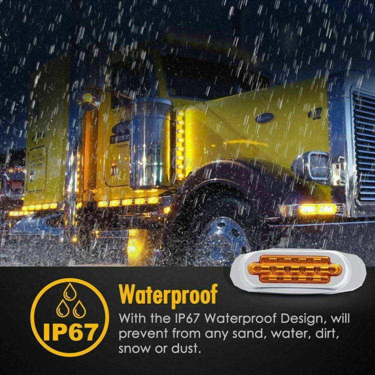 12-24V 16 LEDs Electroplating Side Lights Side Tail Lights Cargo Truck Modification Light, Colour: Yellow (2 Lines Always Bright) - Warning Lights by PMC TechLife | Online Shopping South Africa | PMC TechLife | Buy Now Pay Later Mobicred