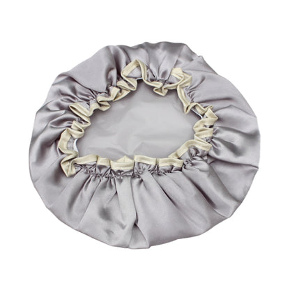 Lovely Thick Women Satin Colorful Double Waterproof Hair Cover Bathing Cap(Grey) - Bath Supplies by PMC Jewellery | Online Shopping South Africa | PMC Jewellery | Buy Now Pay Later Mobicred