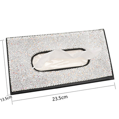 Car Tissue Box Car Hanging Sun Visor Pumping Box(Black White Diamonds) - Tissue Boxes by PMC Jewellery | Online Shopping South Africa | PMC Jewellery | Buy Now Pay Later Mobicred