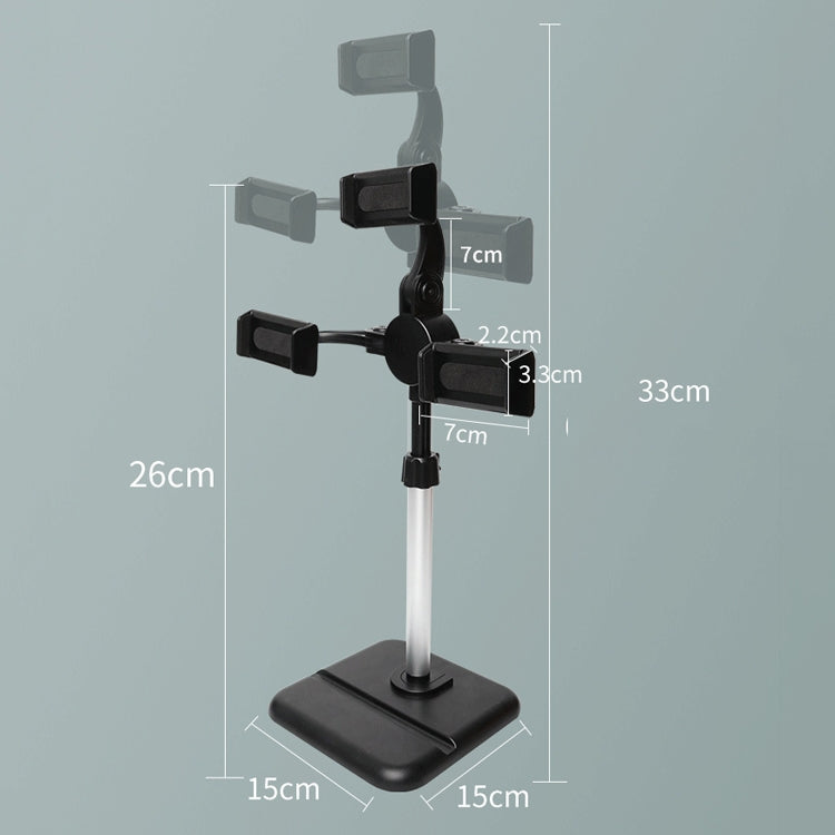 Telescopic Adjustment Live Frame Desktop Tablet Mobile Phone Bracket, Specification: K06 Three-seat  (Black) - Stand by PMC Jewellery | Online Shopping South Africa | PMC Jewellery | Buy Now Pay Later Mobicred