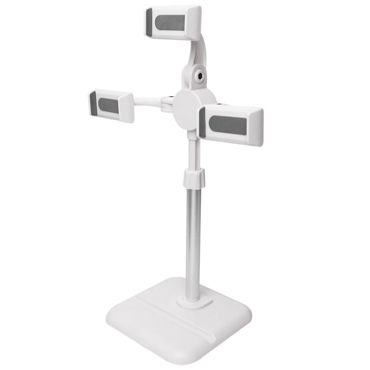 Telescopic Adjustment Live Frame Desktop Tablet Mobile Phone Bracket, Specification: K06 Three-seat (White) - Stand by PMC Jewellery | Online Shopping South Africa | PMC Jewellery | Buy Now Pay Later Mobicred