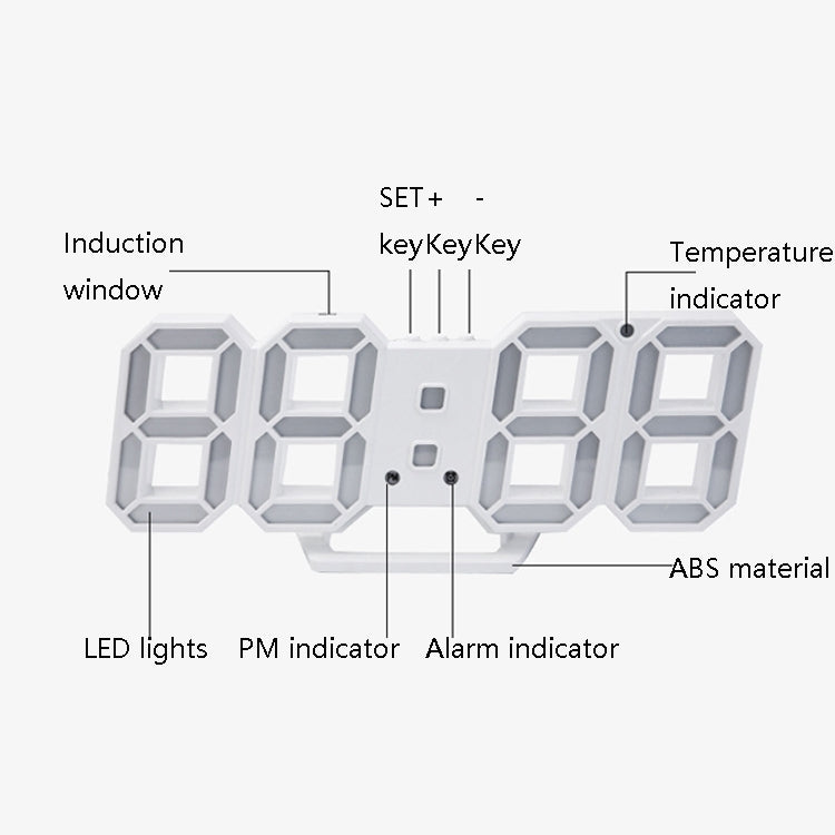 6609 3D Stereo LED Alarm Clock Living Room 3D Wall Clock, Colour: Green - Alarm Clocks by PMc TechLife | Online Shopping South Africa | PMc TechLife | Buy Now Pay Later Mobicred
