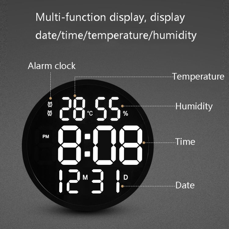 6620 12 Inch LED Simple Wall Clock Living Room Round Silent Digital Temperature And Humidity Electronic Clock(Black Frame US Plug) - Wall Clock by PMc TechLife | Online Shopping South Africa | PMc TechLife | Buy Now Pay Later Mobicred