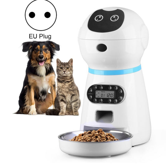 Pet Auto Feeding Intelligent Feed Stainless Steel Food Dish, Specification: EU Plug - Food Bowls by PMC Jewellery | Online Shopping South Africa | PMC Jewellery