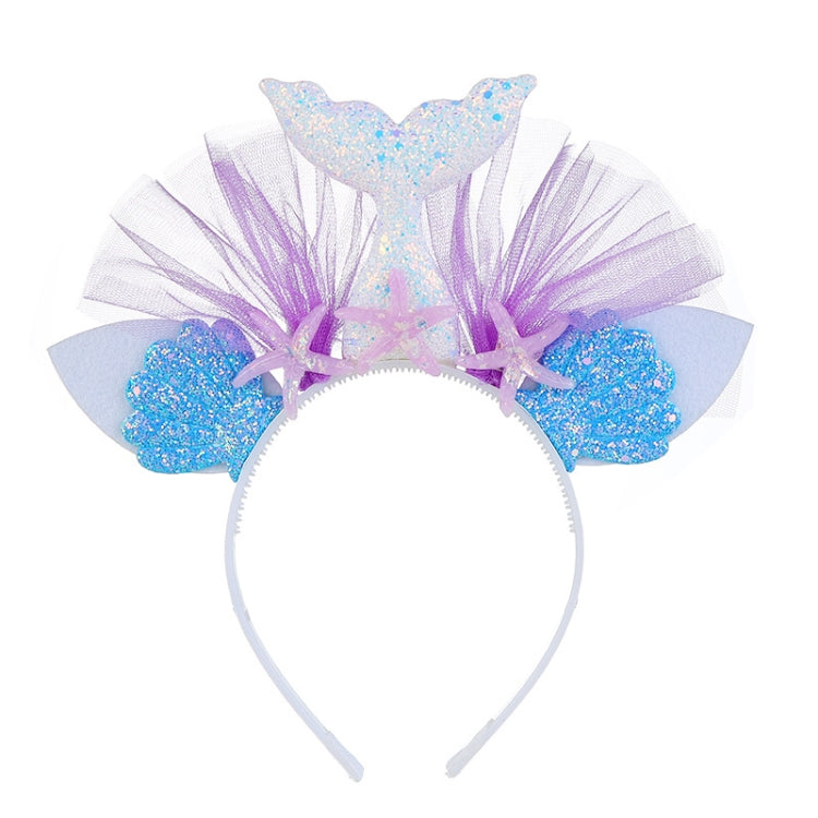 Rainbow Mermaid Headband Children Party Hair Accessories Net Gauze Flower Animal Hair Accessories(White) - Hoops by PMC Jewellery | Online Shopping South Africa | PMC Jewellery