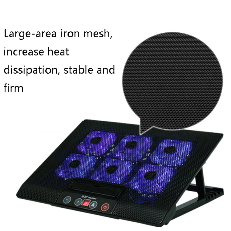 NUOXI M8 Laptop Radiator Multi-Angle Adjustment Six Fan Touch Screen Button Bracket(Black) - free shipping - PMC Jewellery - Order now!