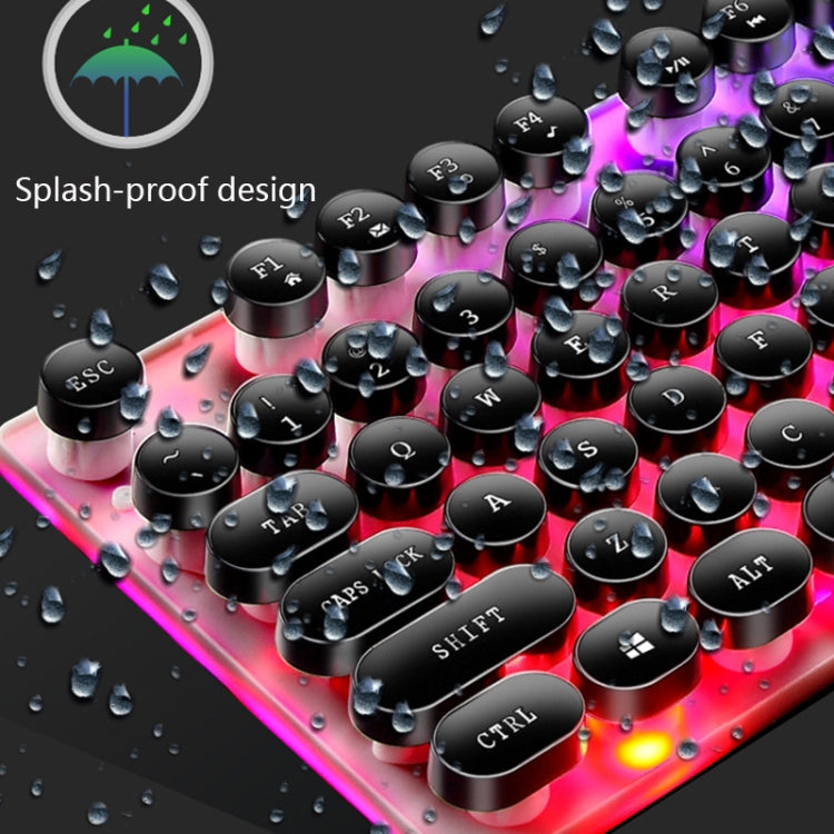 LIMEIDE GTX300 104 Keys Retro Round Key Cap USB Wired Mouse Keyboard, Cable Length: 1.4m, Colour: Punk Set Black - Wired Keyboard by LIMEIDE | Online Shopping South Africa | PMC TechLife | Buy Now Pay Later Mobicred