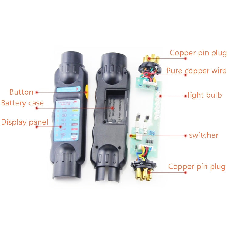 TS170E-Z 12V Car Resistance Trailer Plug Socket Trailer Tester Connector Recorder With 2 Conversion Heads EU Plug - Electronic Test by PMC TechLife | Online Shopping South Africa | PMC TechLife | Buy Now Pay Later Mobicred