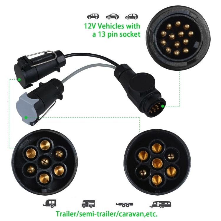 VC1014 13P Transfer Double 7P Trailer Connector Cable Car Plug Socket Conversion Plug EU Plug - Terminal connectors by PMC TechLife | Online Shopping South Africa | PMC TechLife | Buy Now Pay Later Mobicred