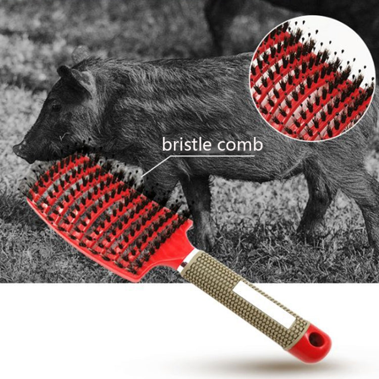 Retro Boar Bristles Hairdressing Big Curved Comb Curly Hair Massage Comb(Pink) - Combs by PMC Jewellery | Online Shopping South Africa | PMC Jewellery