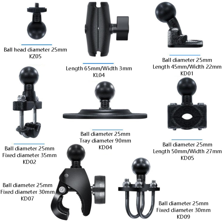 Motorcycle Riding Recorder Bracket Camera Holder, Style: KZ05 + KL04 + KD04 - Holder by PMC TechLife | Online Shopping South Africa | PMC TechLife | Buy Now Pay Later Mobicred
