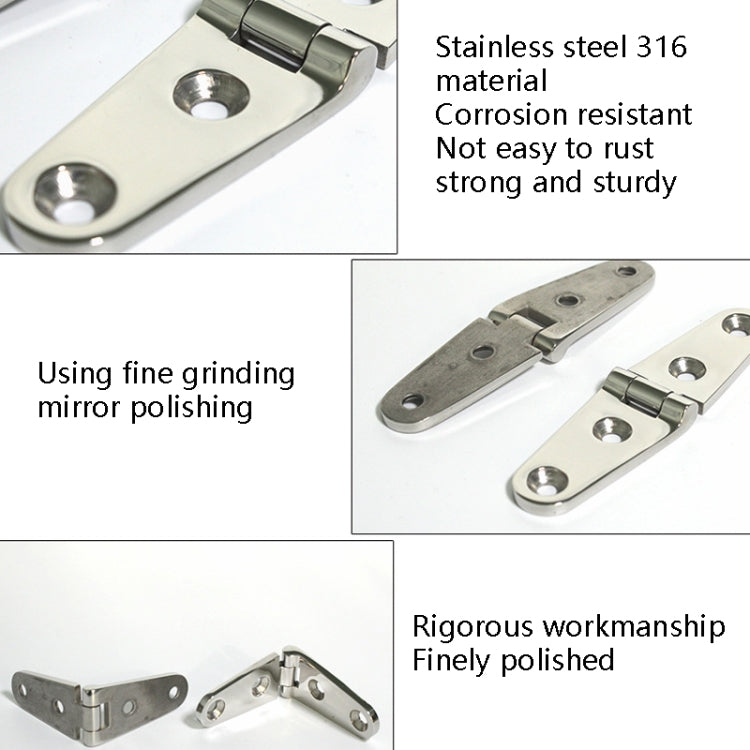 Four-Hole Stainless Steel Hinge 316 Flat Open Bearing Hinge, Specification: 103 x 27mm - Marine Accessories & Parts by PMC Jewellery | Online Shopping South Africa | PMC Jewellery | Buy Now Pay Later Mobicred