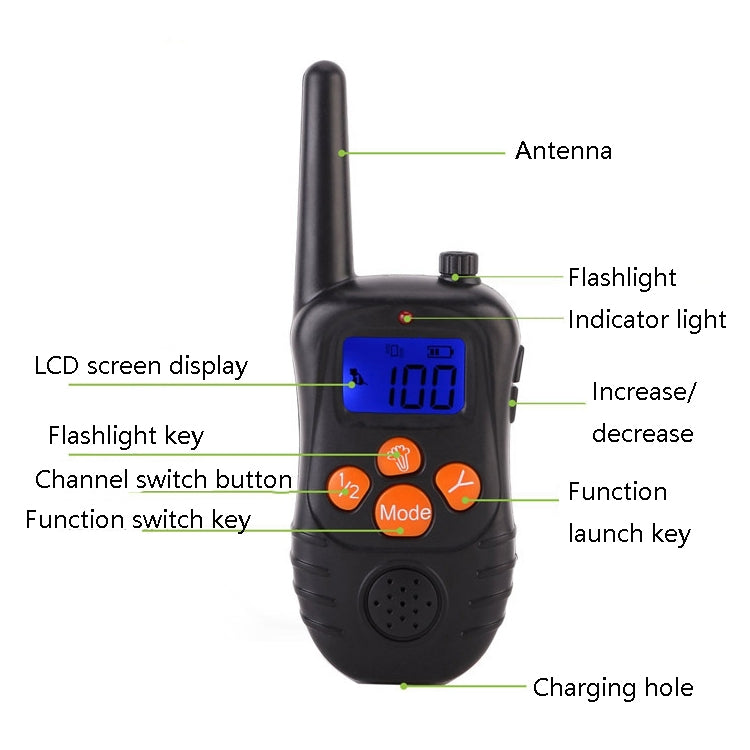 998DC Bark Stopper Remote Control Electric Shock Collar Dog Training Device, UK Plug - Training Aids by PMC TechLife | Online Shopping South Africa | PMC TechLife | Buy Now Pay Later Mobicred