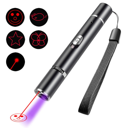 USB Rechargeable Laser Pattern Funny Cat Flashlight With Woods Purple Light Detection Lamp(Black) - LED Projection Toys by PMC Jewellery | Online Shopping South Africa | PMC Jewellery | Buy Now Pay Later Mobicred