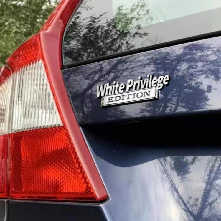 2 PCS Car Metal Leaf Board Car Logo White Privilege Edition Modified Car Body Sticker Sign(Silver Red) - Decorative Sticker by PMC TechLife | Online Shopping South Africa | PMC TechLife | Buy Now Pay Later Mobicred