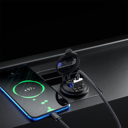 12V Modified Car USB Charger With Voltage Display PD QC3.0 Socket(With 60cm Line Blue Light) - DIY Modified Charger by PMC Jewellery | Online Shopping South Africa | PMC Jewellery | Buy Now Pay Later Mobicred