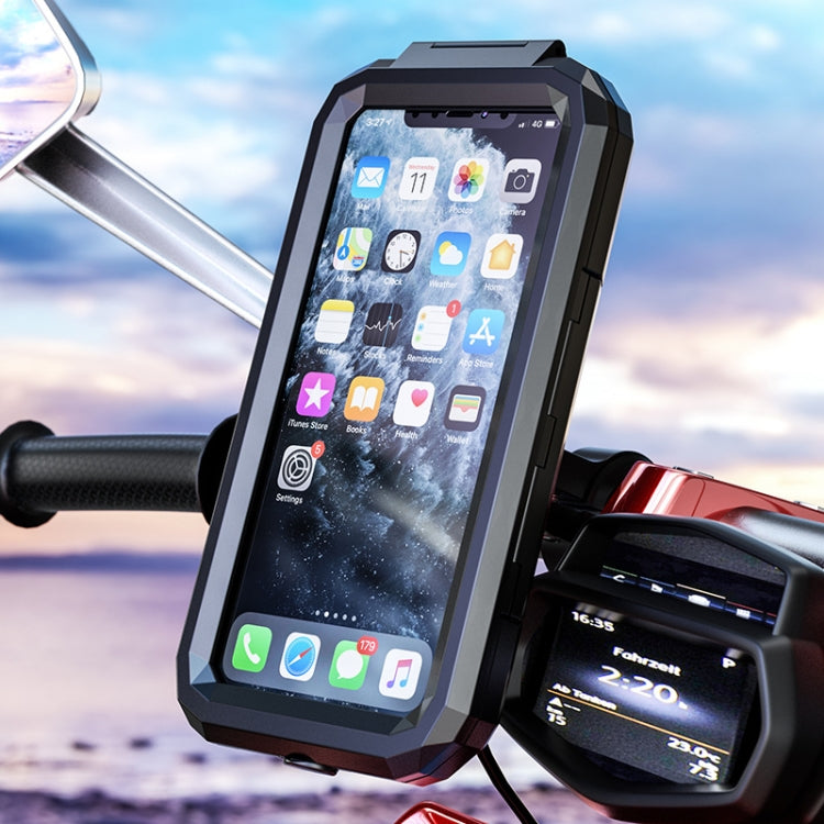 Kewig Bicycle Motorcycle Waterproof Box Mobile Phone Bracket Riding Touch Mobile Phone Fixed Seat(M18L-B1 Large Handlebar Installation) - Holder by Kewig | Online Shopping South Africa | PMC Jewellery | Buy Now Pay Later Mobicred