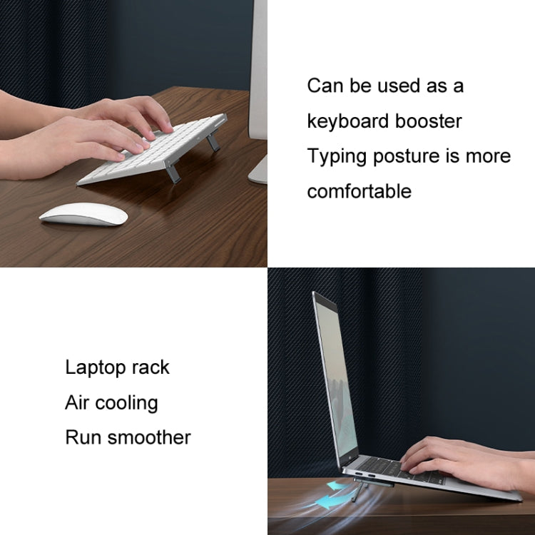 Oatsbasf 03321 Notebook Computer Invisible Height Increase Bracket Desktop Folding Storage Radiator(Silver) - Laptop Stand by PMC TechLife | Online Shopping South Africa | PMC TechLife | Buy Now Pay Later Mobicred