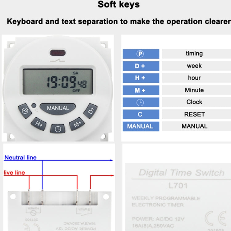 220V  L701 Small Timing Microcomputer Time Control Switching Power Supply Timing Switch - Smart Switch by PMC Jewellery | Online Shopping South Africa | PMC Jewellery | Buy Now Pay Later Mobicred