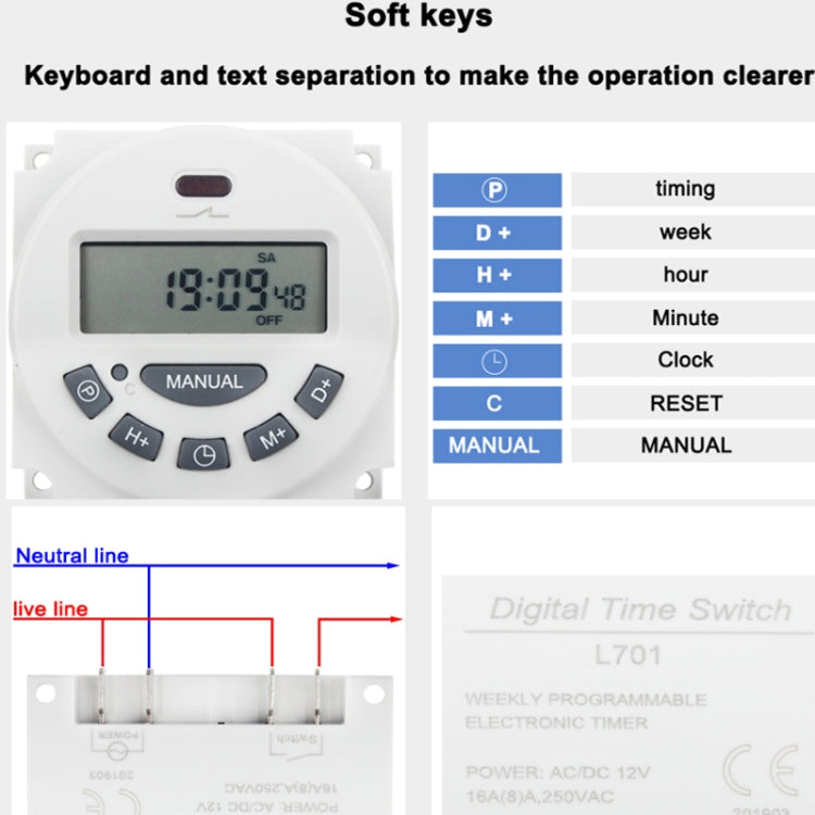 24V L701 Small Timing Microcomputer Time Control Switching Power Supply Timing Switch - Smart Switch by PMC TechLife | Online Shopping South Africa | PMC TechLife | Buy Now Pay Later Mobicred