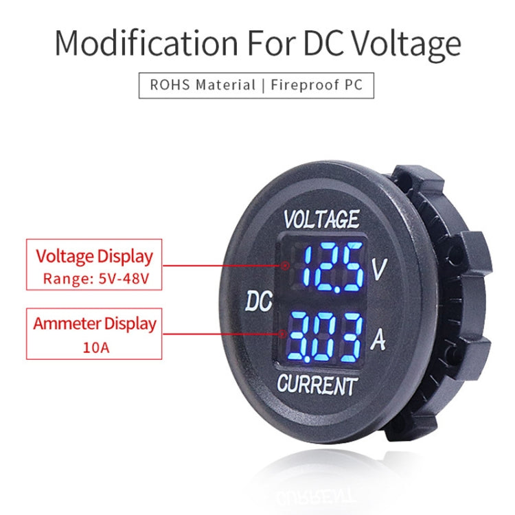 2 In 1 Modified Car Double Digital Voltage Current Table Measuring Instrument(Blue Light) - Clocks & Car Meters by PMC Jewellery | Online Shopping South Africa | PMC Jewellery | Buy Now Pay Later Mobicred